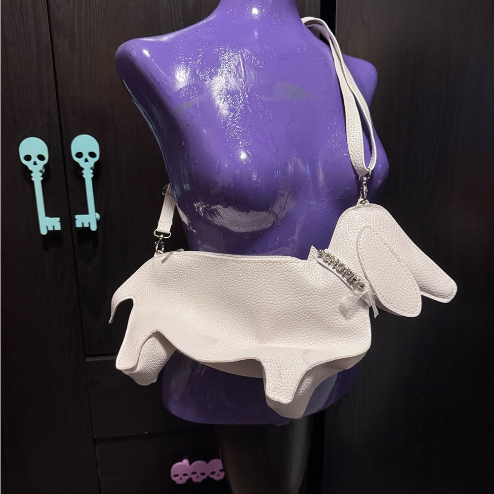 White Dachshund Shaped Handbag